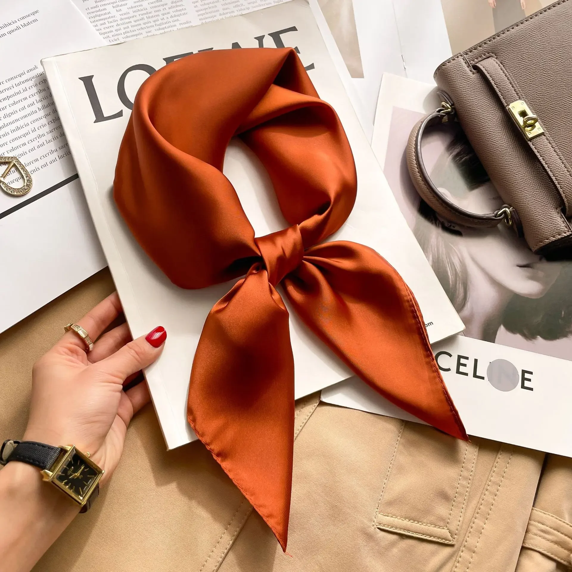 70cm Solid Colors Neckerchief  - Silk Scarf Square recension och pris