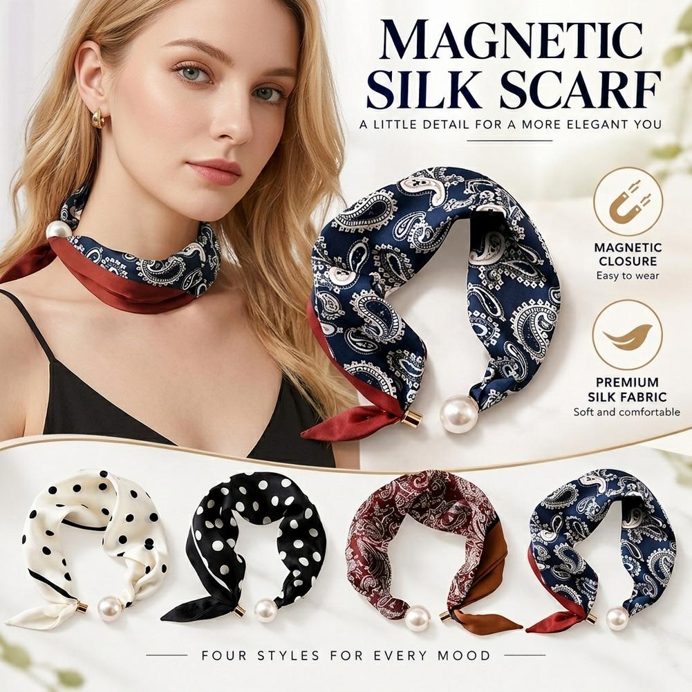 Pearl Buckle Silk Scarf Printe - Silk Scarf Square recension och pris